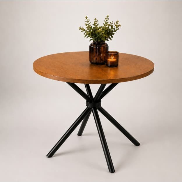 Mesa Bistrô Redonda Moderna 4 Lugares 80cm Base Aço e Tampo MDF