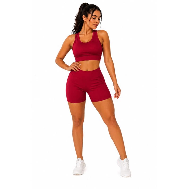 Conjunto Fitness Feminino zero transparência Short e Top Academia Cintura Alta