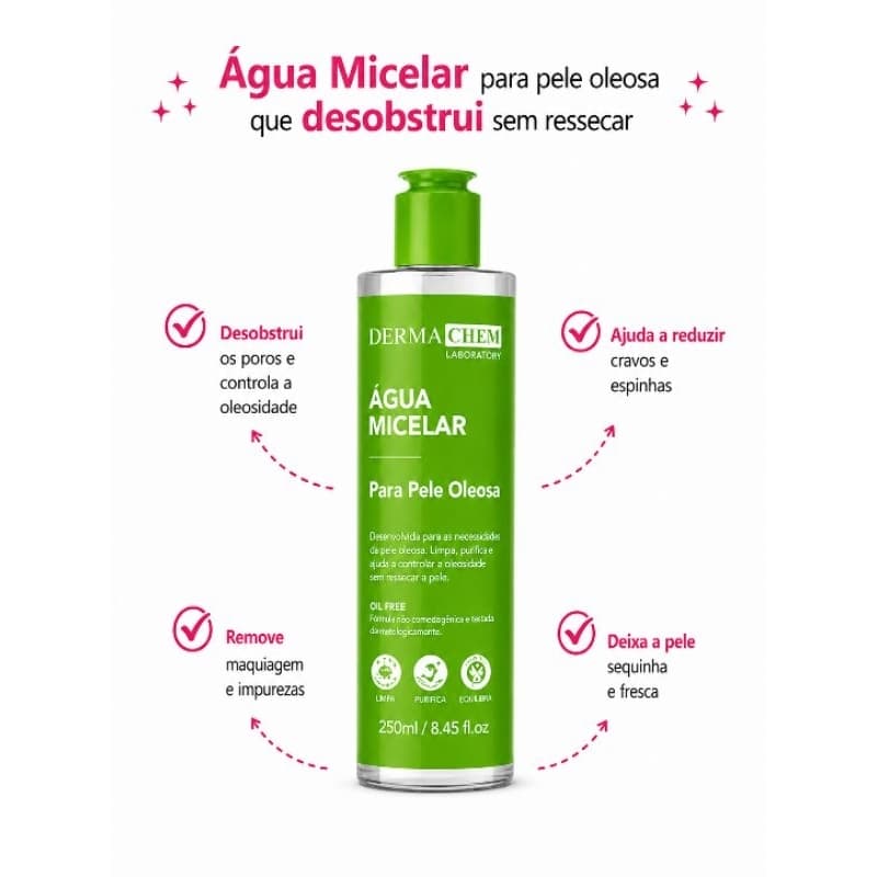 Agua Micelar Tratamento Pele OLEOSA - Agua micelar ácido salicílico para peles oleosas Dermachem