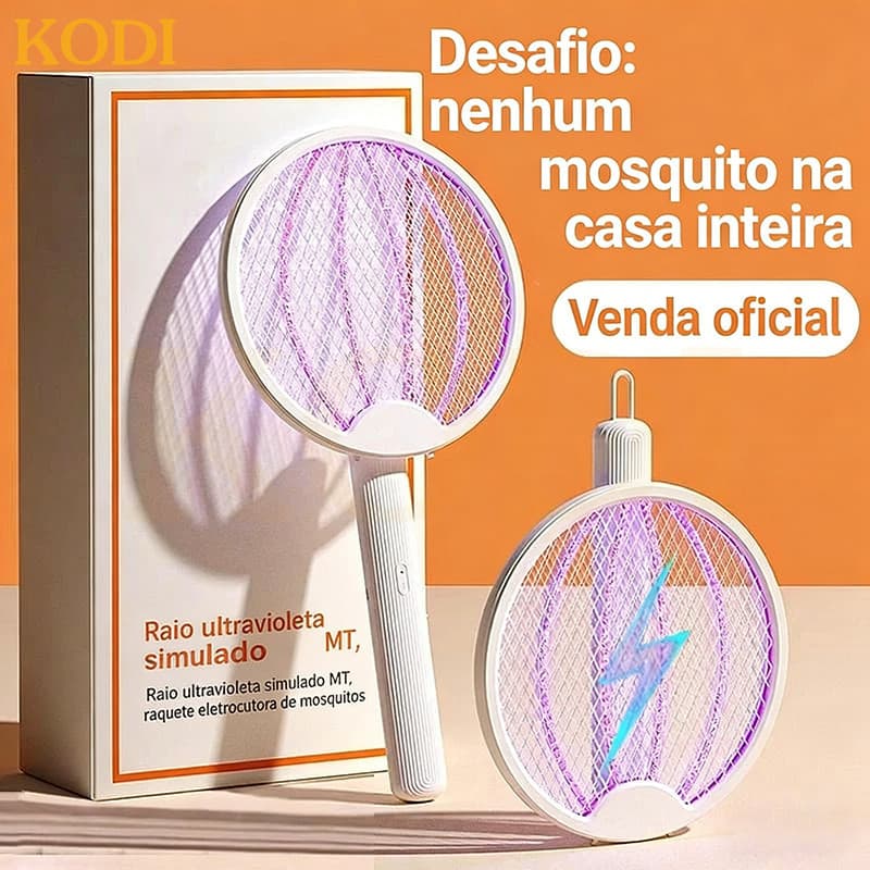 Raquete Elétrica Anti-Mosquitos 3000V 4 em 1 Recarregável USB-C | Portátil, Dobrável e Eficiente-M5