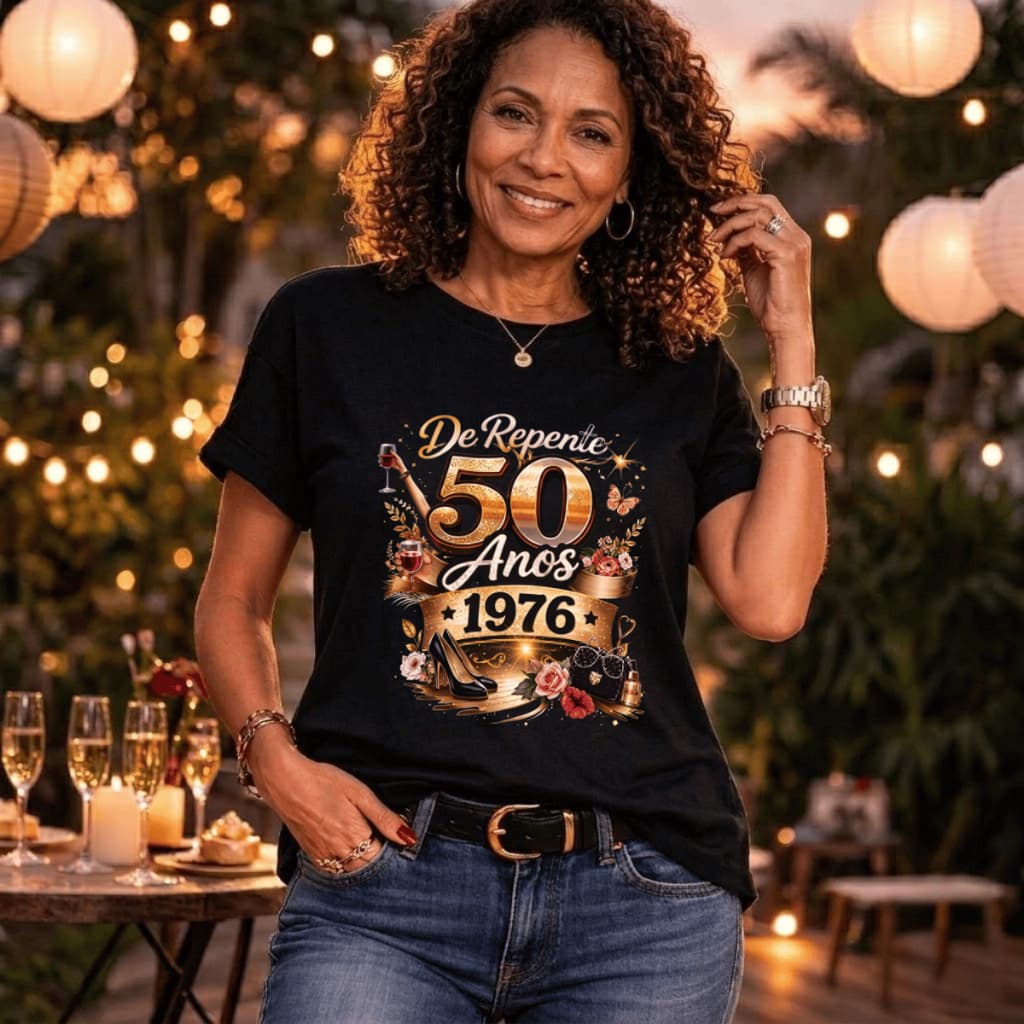 Camiseta De Repente 30 40 50 Anos Presente de Aniversário Blusa Feminina 100% Algodão Personalizada