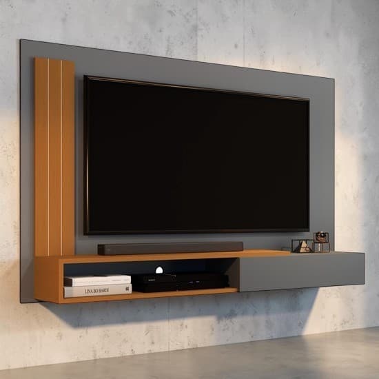 Painel Sala De Estar Estante De Parede P/ Tv Até 50" Oslo Nicho Decorativo E Porta Outlet Plus
