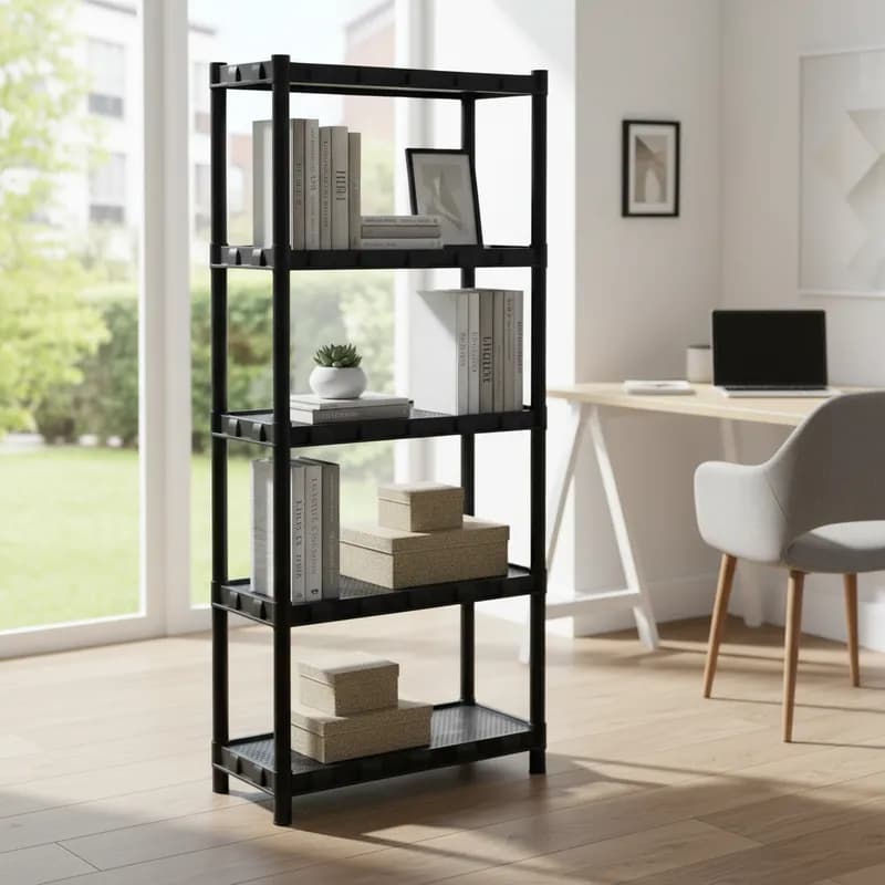 Organizador Multiuso 5 Prateleiras Preto 872 Quarto, Escritorio, Sala Cozinha Tempereiro Lavanderia Nicho Banheiro