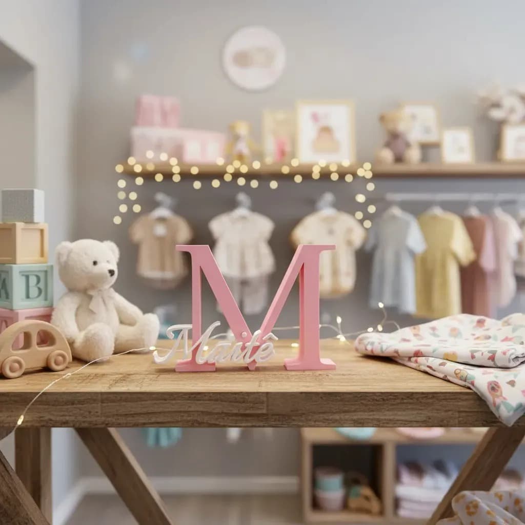 Nome Personalizado Com Inicial Em 3d Infantil - Chá de Bebê - Quarto de Bebê - Decoração Maternidade