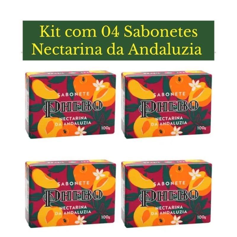 Kit com 04 Sabonetes em Barra Phebo, Nectarina da Andaluzia 100g