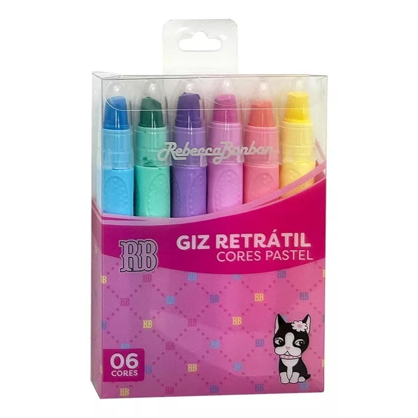Giz de cera retrátil Rebecca Bonbon RB - SkyPaper - Tons pasteis 6 cores