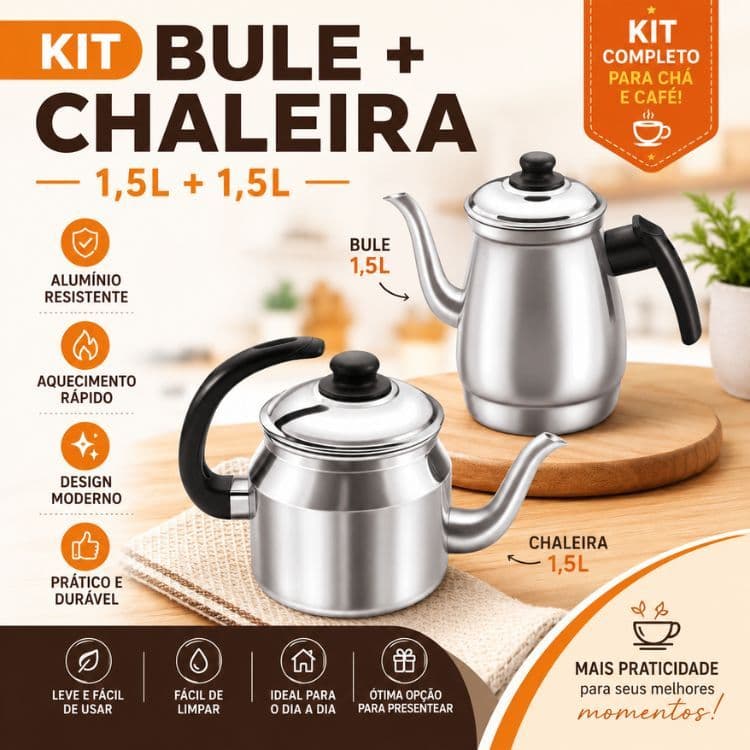 Bule + Chaleira 1,5L Alumínio  para Café e Chá