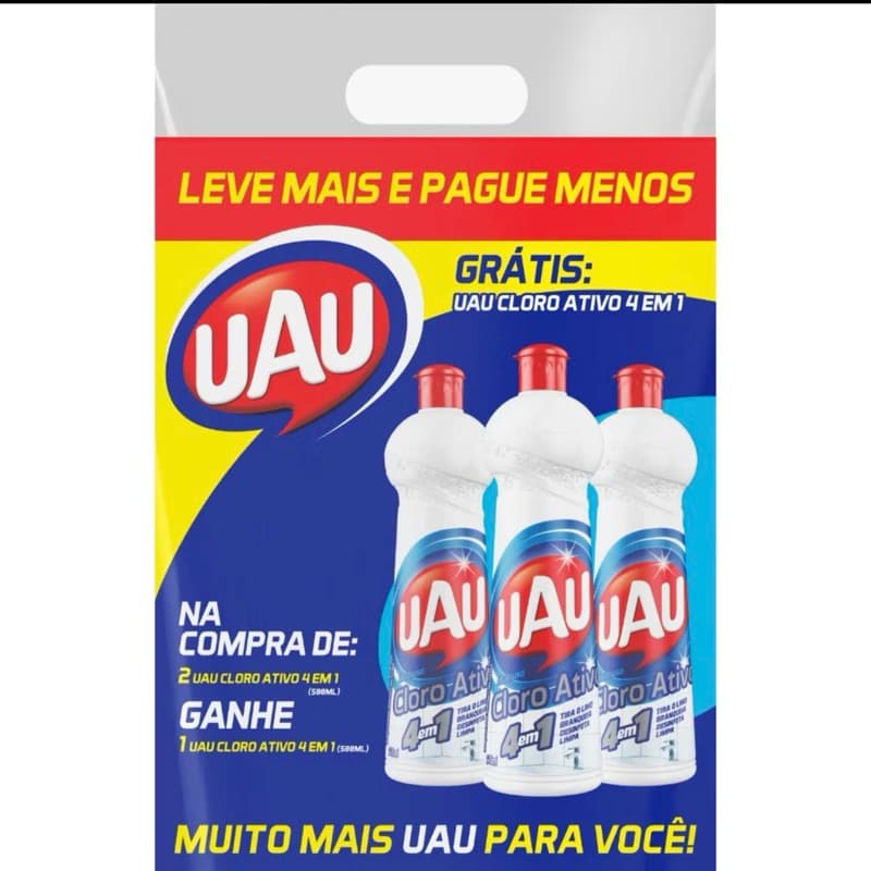 Pack 3 UAU Cloro Ativo 4 em 1 Multiuso Limpeza Pesada