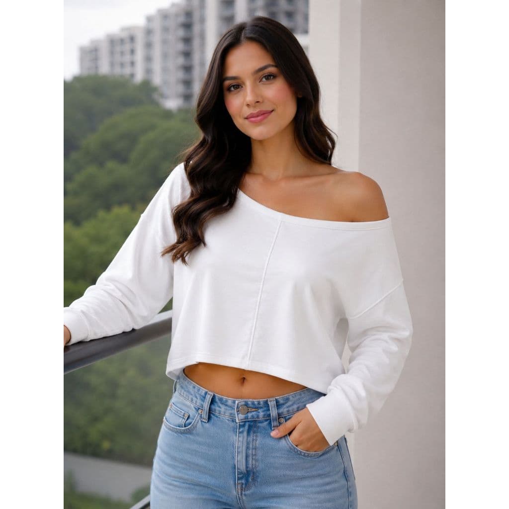 Cropedd Moletom feminino manga longa casual