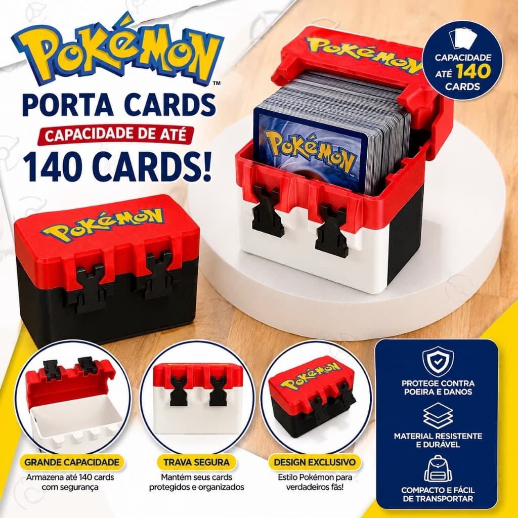 Porta Cards Pokémon Organizador de Cards Pokémon 140 Cards