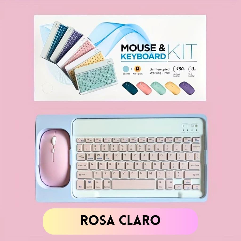 Teclado e Mouse Bluetooth 3.0 paraTablet Notebook Celular - Teclado Silencioso - Ultrafino - Conexão Estável - Bateria -