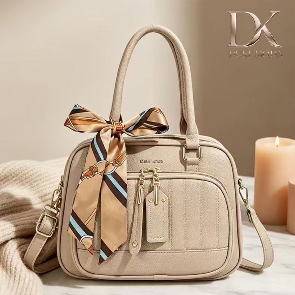 DUKE Bolsa Feminina Elegante Design com Bolsos Laterais e Costura Matelassê,Ideal para Trabalho, Escola e Dia a Dia