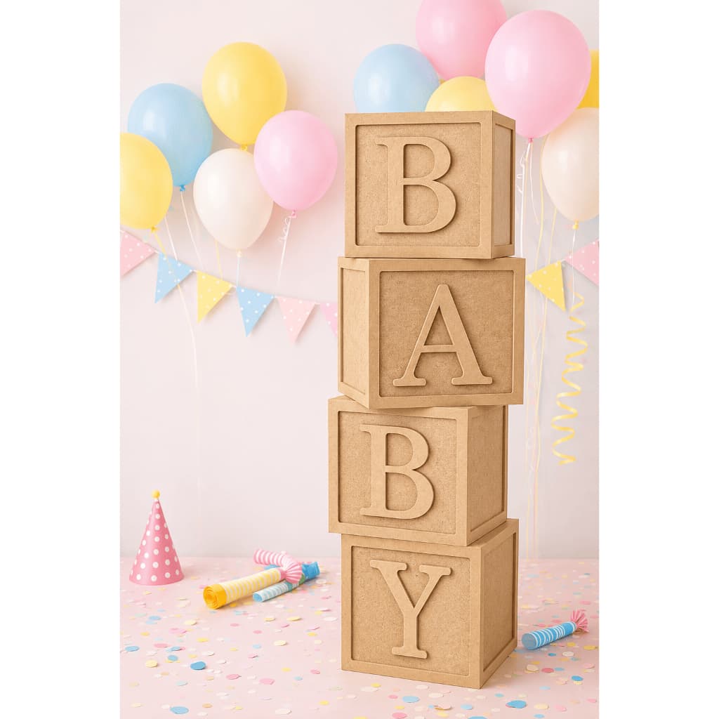 Cubos Baby Decoração Chá Revelação Festa Personalizável