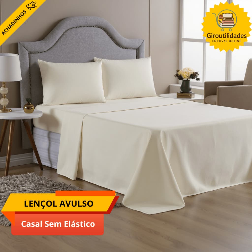 Lençol Superior Casal 100% Algodão Avulso Sem Elástico Percal 200 Fios Varias Cores