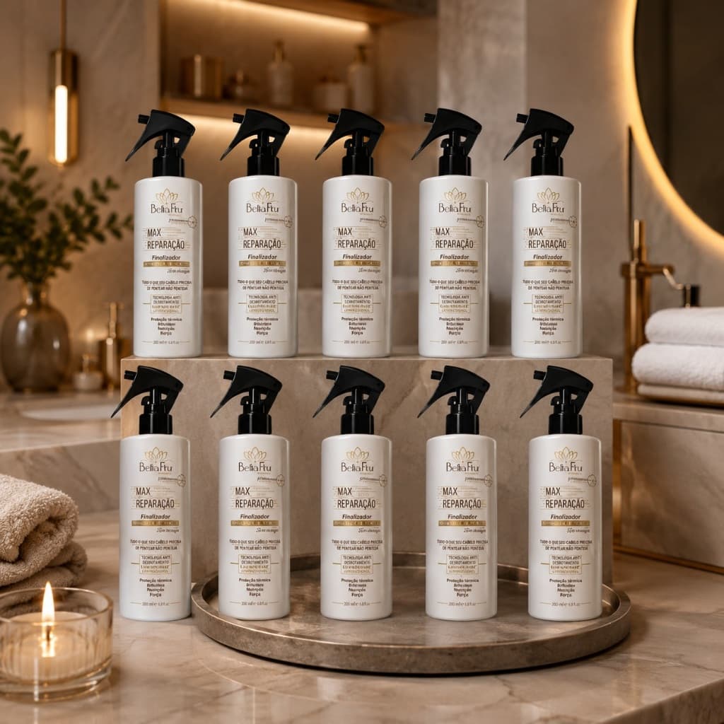 Kit 10 Reparador de Pontas Finalizador e Protetor Térmico Anti-Frizz D-Pantenol Óleo de Argan Bella Flor Profissional
