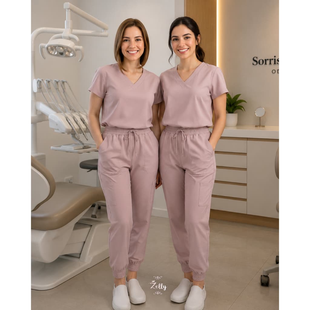 Conjunto Scrub Feminino modelo Daniya produzido em tecido Gabardine