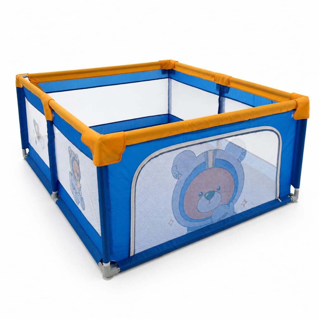 Cercadinho Infantil Grande 160x120cm Tela Respirável Barras Inox