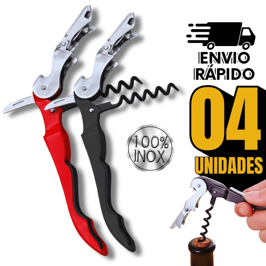 Jogo Abridores 3 em 1 Saca Rolhas Para Vinho Cozinha Bar Restaurante Profissional Praticidades
