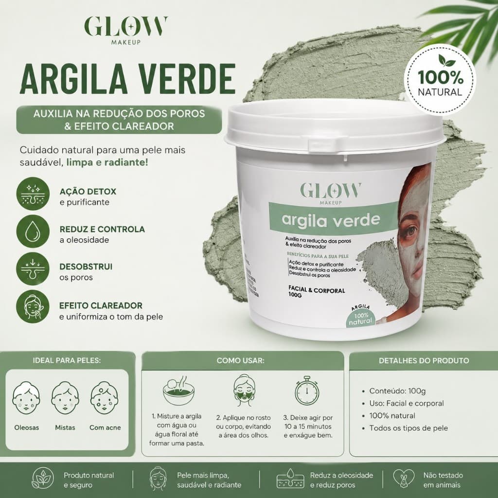 Argila Verde 100g - Glow Makeup