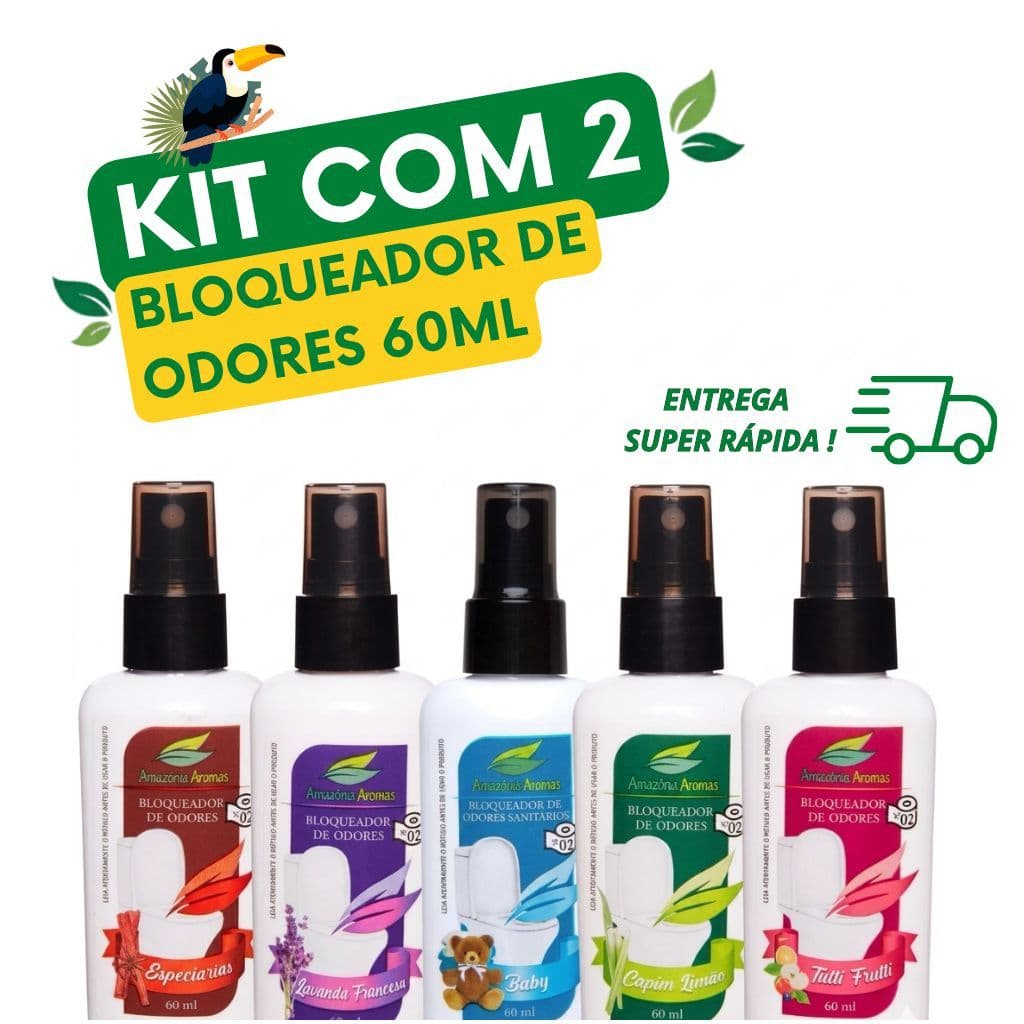 Kit 2 Bloqueador de Odores Sanitários 60ml Amazônia Aromas