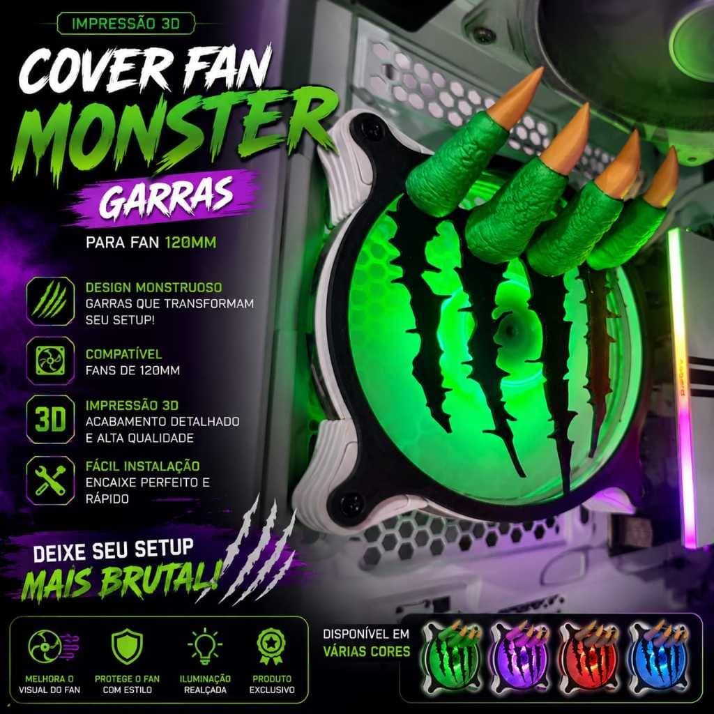Cover fan 120mm mão de monstro