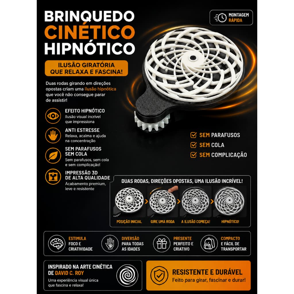 Brinquedo Cinético Hipnótico | Ilusão Giratória Anti Estresse | Anti Ansiedade