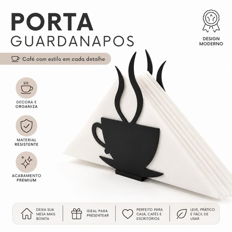 Porta Guardanapo Decorativo Xícara de Café Cantinho do Café Cafeteria Moderna