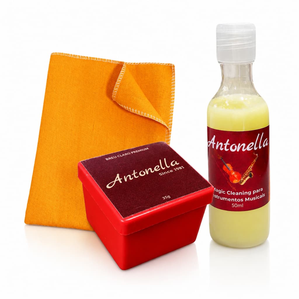 Kit Limpeza para Violino Antonella Breu + Flanela + Cera Cleaner Premium