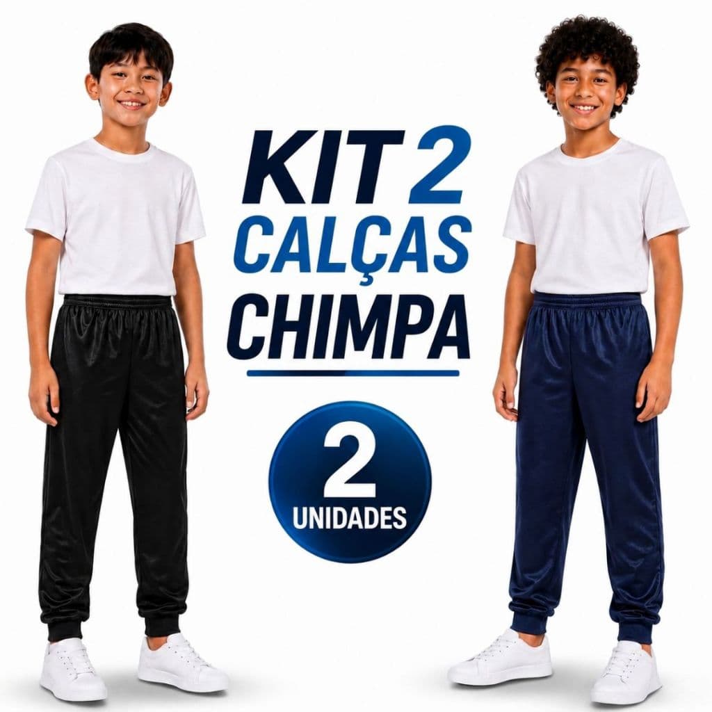 Kit 2 Calças Infantil Juvenil Inverno Chimpa Flanelado Jogger Tamanho 02 Ao 08