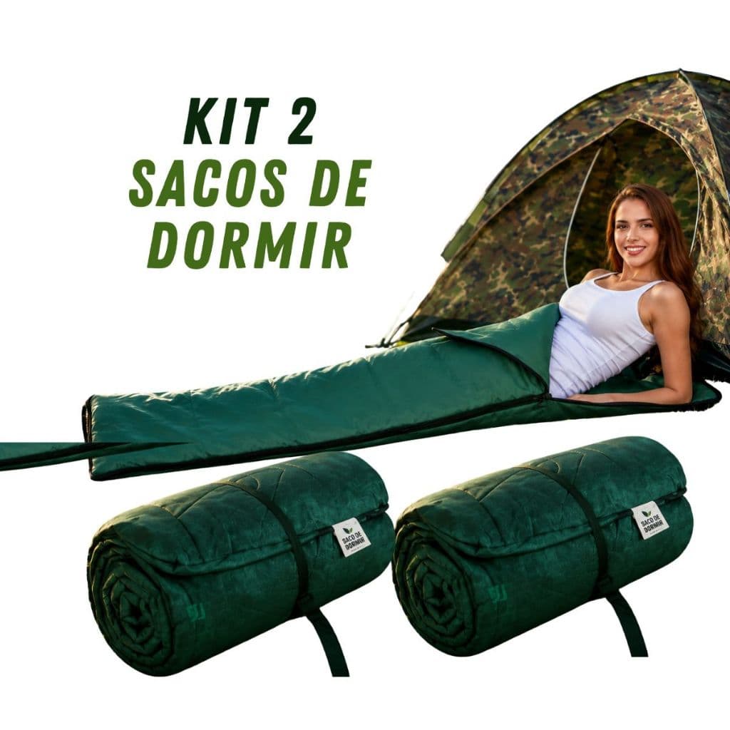Kit 2 Sacos de Dormir Com  Zíper Solteiro 75x192 Acampamento Com Bolsa de Transporte FA Maringá