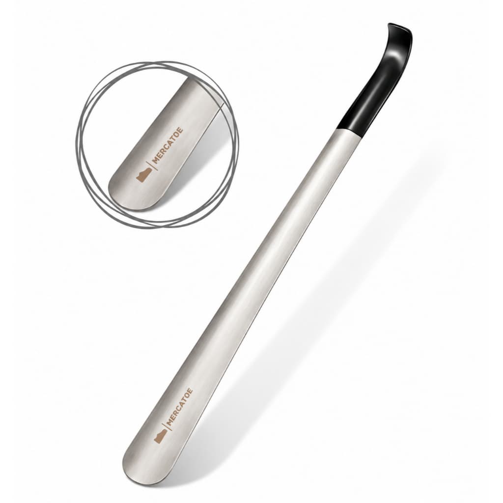Calçador De Sapatos | Tênis | Aço Escovado Longo 42cm Aço Inox Escovado ideal para Idoso MERCATOE