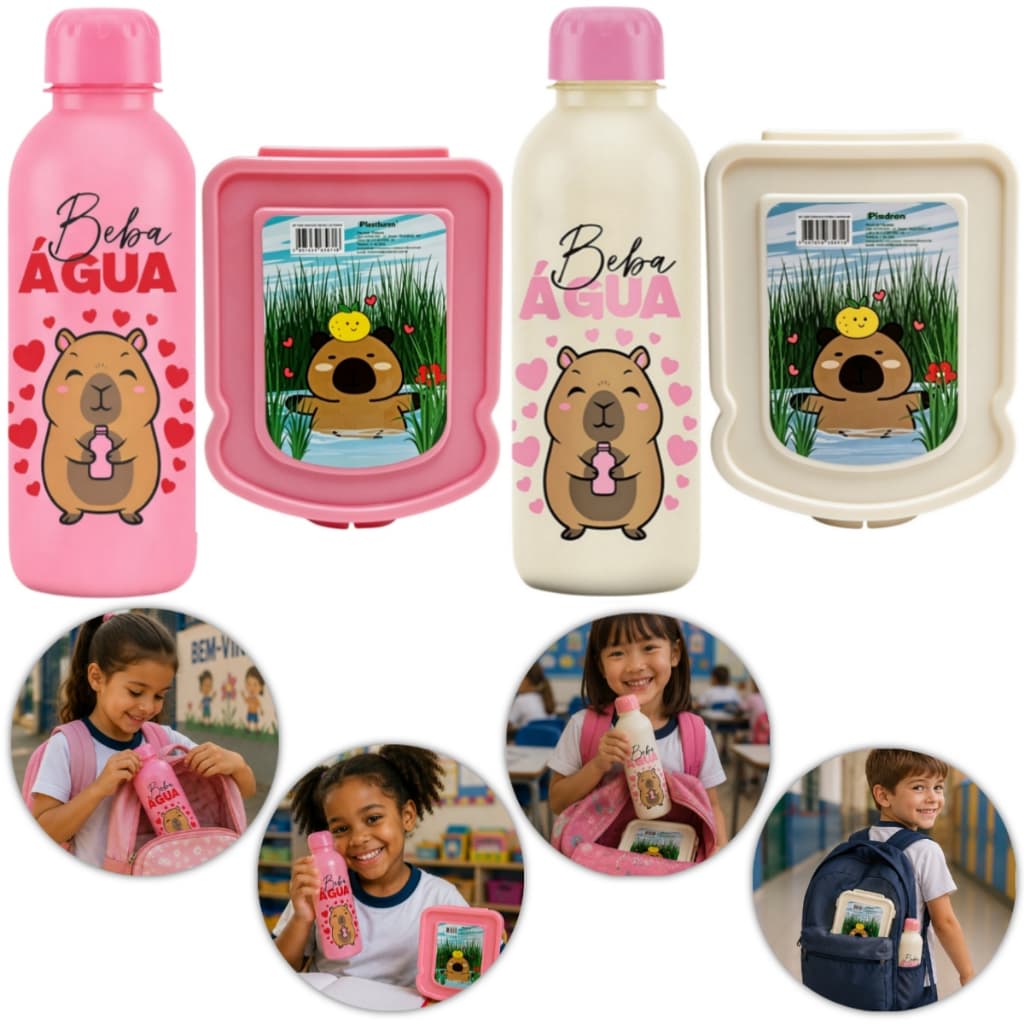 Garrafa Squeeze Capivara 600ml Pote Marmita Livre de BPA