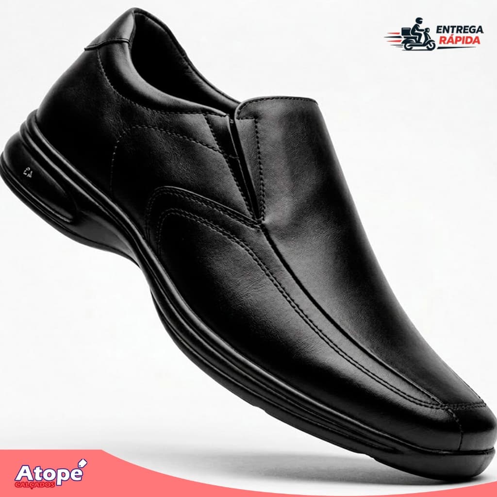 Sapato Social Masculino Mocassim Jota Pe Couro Legítimo Leve Amortecedor Confortável Ortopédico