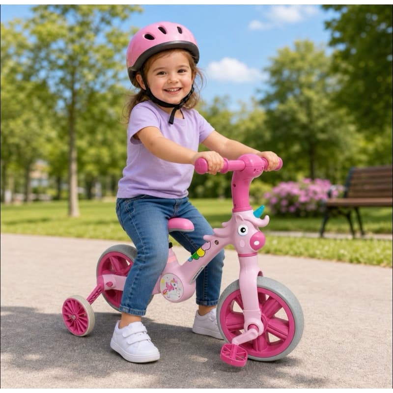 Bicicleta Infantil Rodinha Unicórnio Rosa Educativa Segura Confortavel Resistente