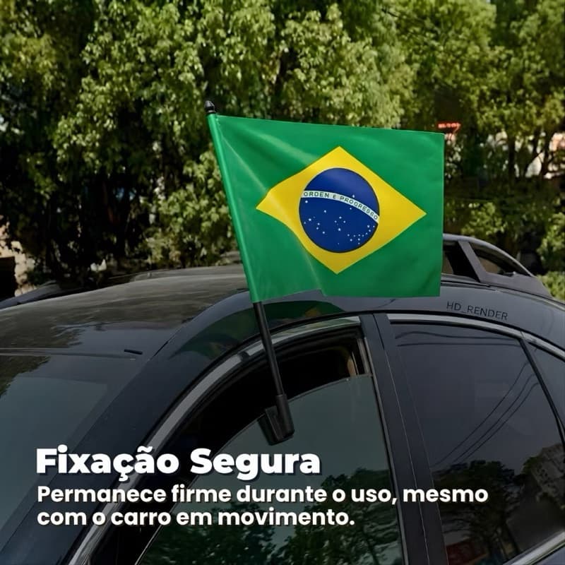 Bandeira Para Carro 30x45cm | 1 Peça | Unidade Ou Par | Brasil | Decoração, Dupla Face | Torcedor, Seleção Brasileira