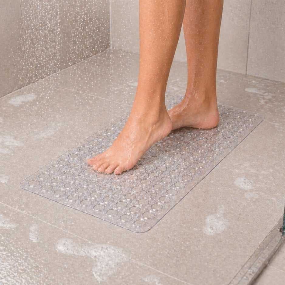 Tapete Box Pvc Retangular para Banheiro Chuveiro Antiderrapante Ventosas Tamanho P