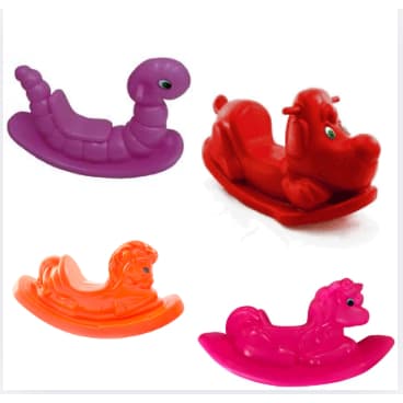 Kit com 4 Gangorras Infantis Divertidas – Cachorrinho, Cavalinho, Unicórnio e Minhoca