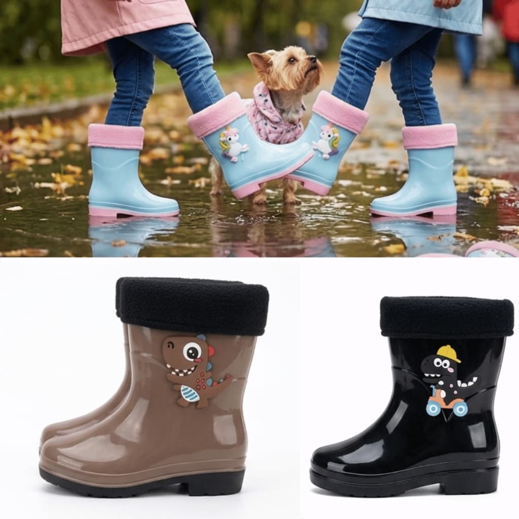 Bota Galocha Infantil Forrada Personagens Inverno Escola Casual