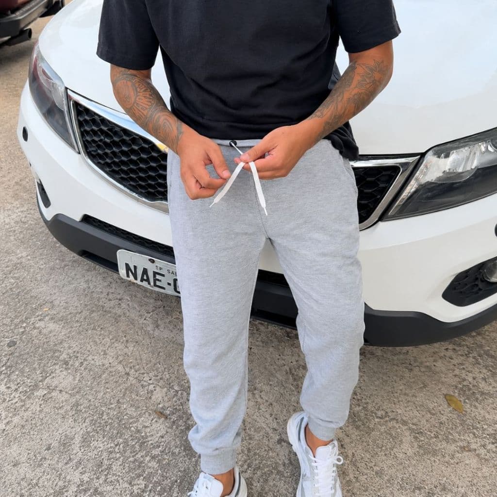 Calça Masculina Moletom Skinny Jogger Calça com Bolso Calça de Moletom Lisa Foto e video real