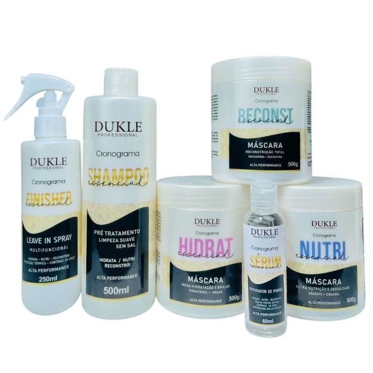Kit Cronograma Capilar 6 Passos Reconstrução, Mega Hidratação e Ultra Nutrição Dukle Professional
