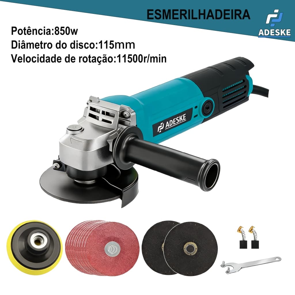 Esmerilhadeira Angular 850W 115mm 11000RPM 110V/220V Profissional