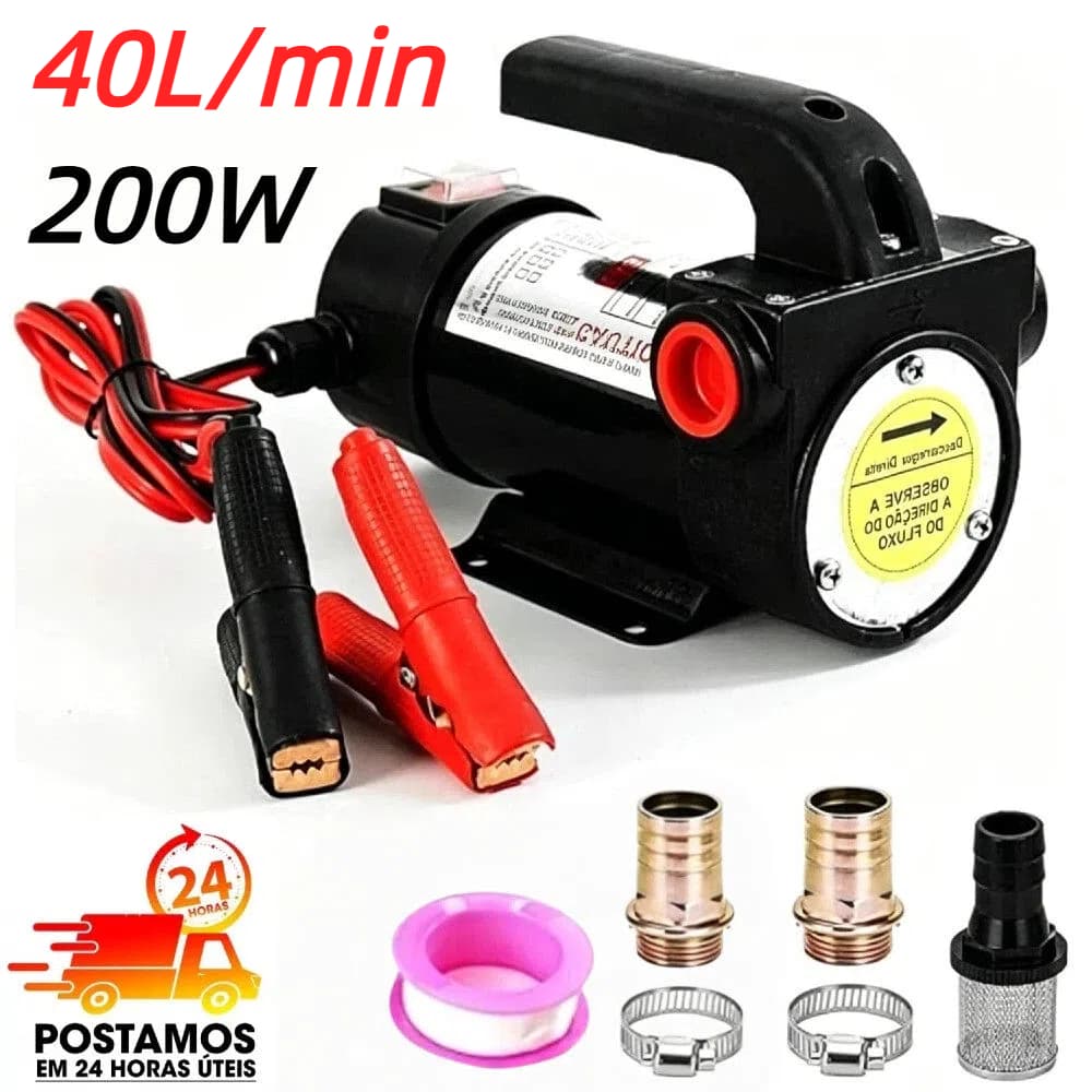 Bomba Elétrica para Transferência de Óleo Diesel  12V 200W 4200 rpm para Diesel e Querosene –  – Pronta Entrega