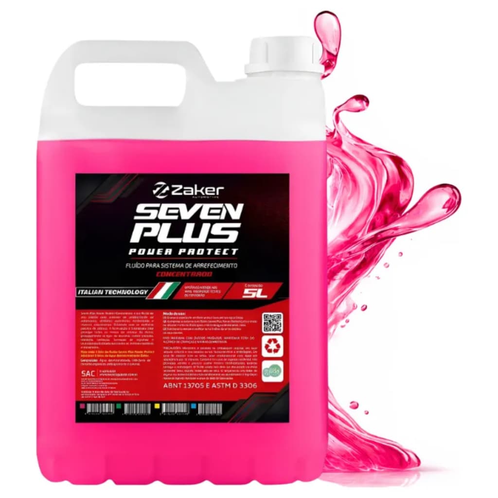 Aditivo Fluido Anticorrosivo Radiador Rosa Concentrado 5L Zaker Carro e Moto