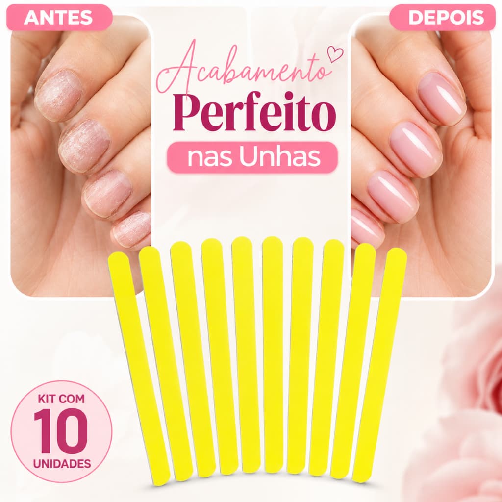Kit 10 Lixa De Unha Amarela Papelão Para Manicure Profissional