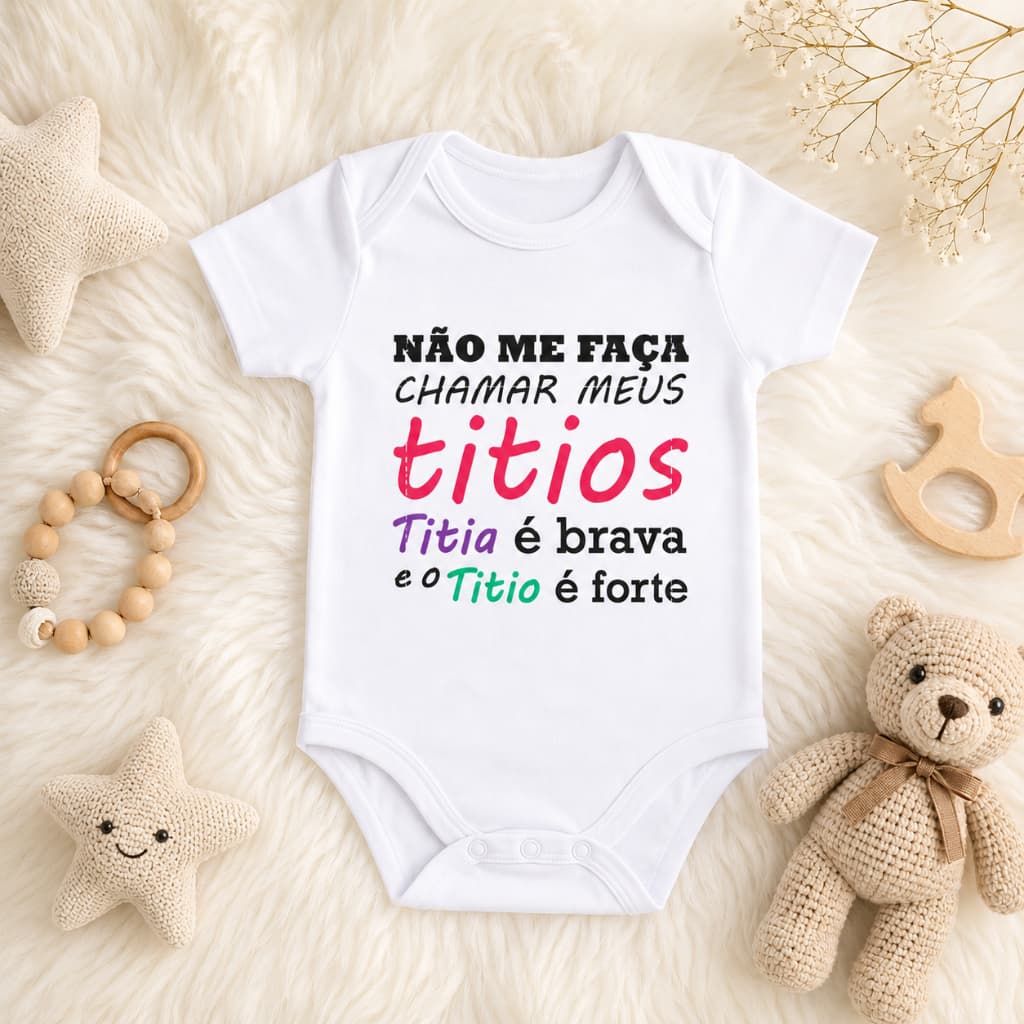 Body Bebê Personalizado Titia Brava E Titio Forte