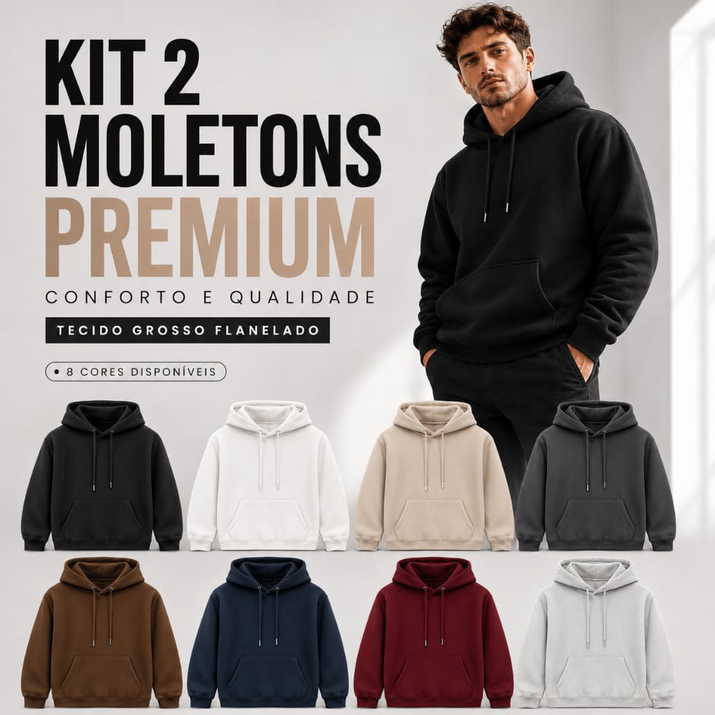 Kit 2 Moletom Canguru Masculino Feminino Flanelado Liso Capuz Blusa De Frio Casaco Quente Inverno