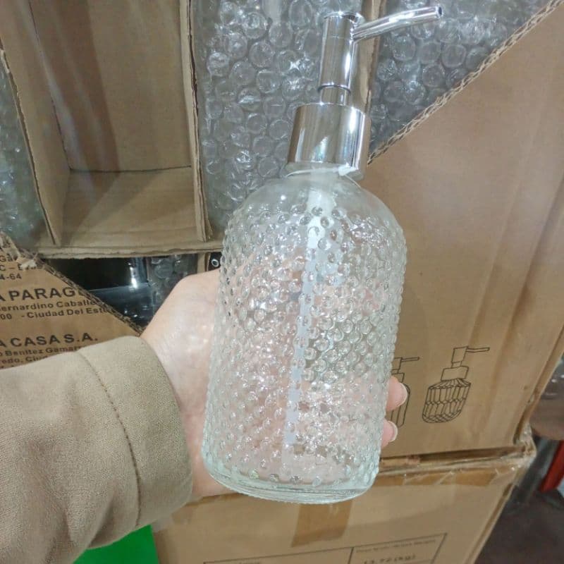 Porta Sabonete Líquido Aqua Vidro 400ML Banheiro Com Tampa Premium Vidro Grosso