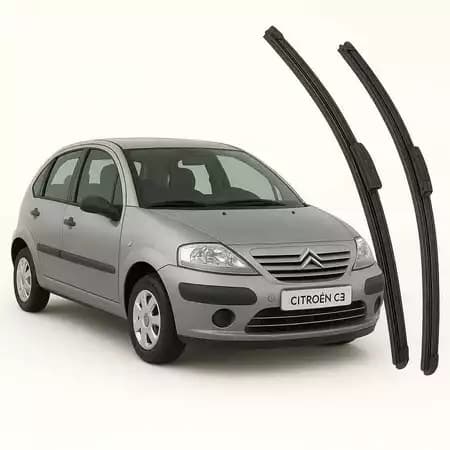 Kit de Palhetas Limpadoras de Para-brisa para Citroën C3 2003 a 2012 22 18 Silicone - Encaixe frente