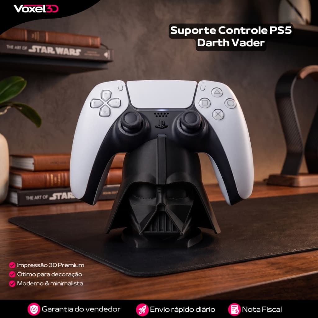 Suporte Controle Playstation Xbox Darth Vader Porta Controle Gamer Star Wars Decoração Geek Premium Alta Qualidade
