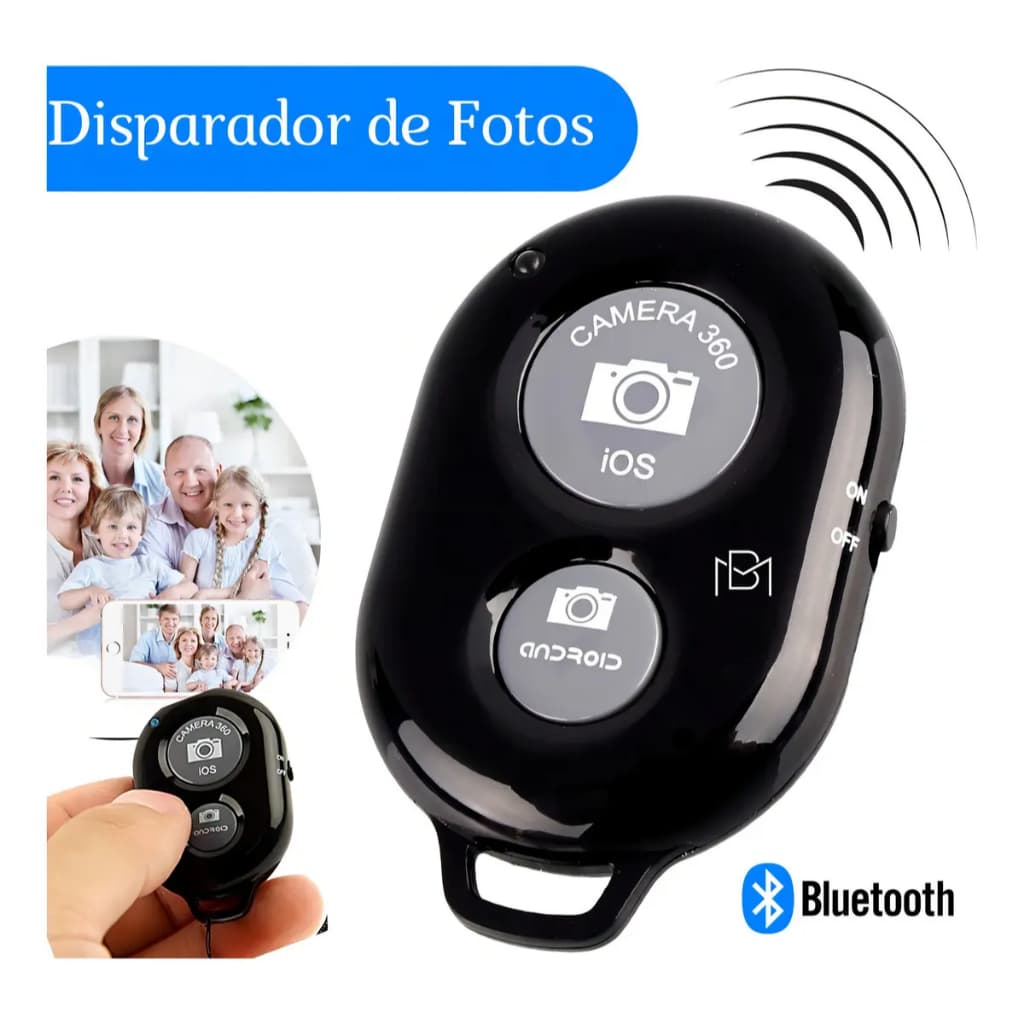 Controle Disparador Bluetooth Para Selfie Compatível Android IOS Preto